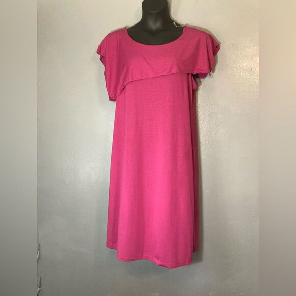 Pink Casual Sundress with Flutter Cap Sleeves - Picture 1 of 4